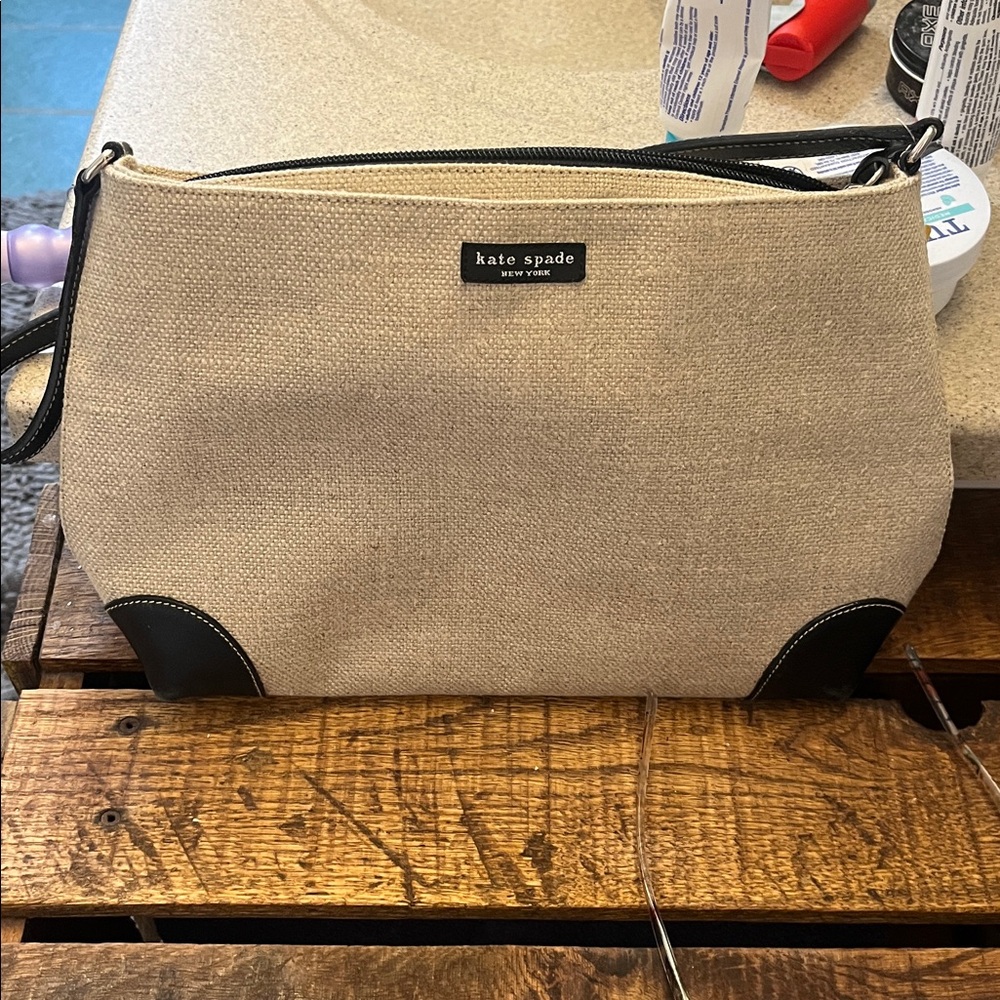 Rare and Vintage Kate Spade Natural and Black Canvas Bag - Picture 2 of 4